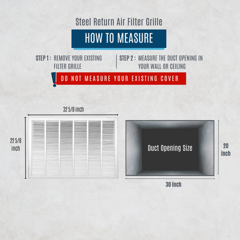 30" X 20" Duct Opening | Steel Return Air Filter Grille [Fixed Hinged] for Sidewall and Ceiling | Outer Dimensions: 32 5/8"W X 22 5/8"H