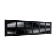 30 x 6-inch Black Steel flat stamped return grille, angled view