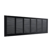 30 x 8-inch Black Steel flat stamped return grille, angled view