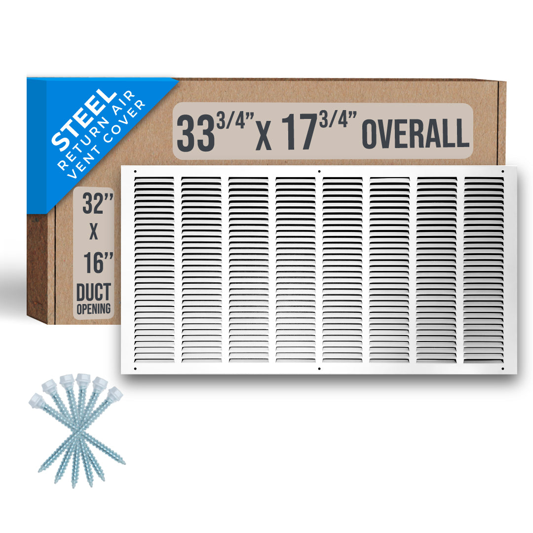 Handua Steel Return Air Grille | Vent Cover Grill for Sidewall and Ceiling, White