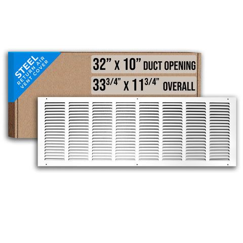 32" X 10" Duct Opening | Steel Return Air Grille for Sidewall and Ceiling | Outer Dimensions: 33.75"W X 11.75"H