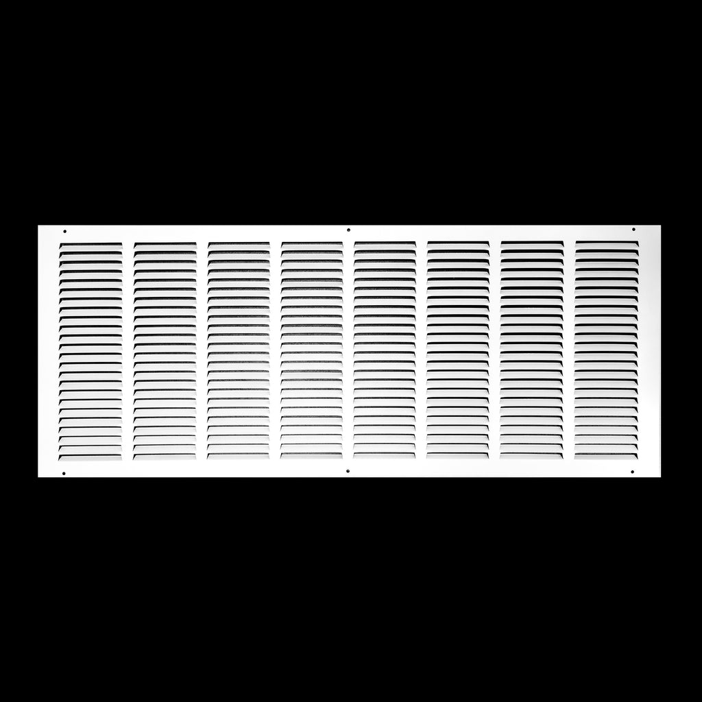 32"x12" Steel Return Air Grille – HVAC Cold Air Intake Vent Cover, White | Out. Dim.: 33-3/4"W X 13-3/4"H