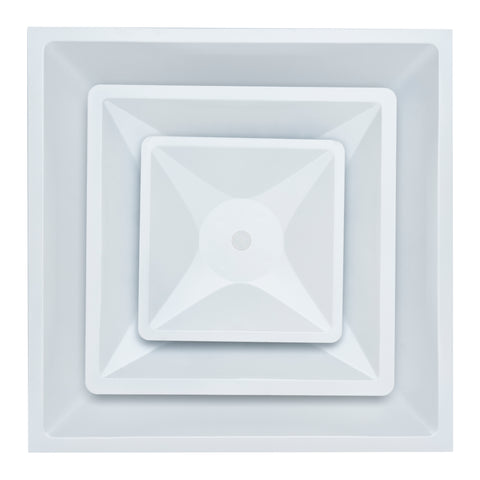 Fits 24x24 Steel T-Bar Drop Ceiling Grid | 2x2 Feet Lay in Steel Air Supply Diffuser with Round 12" [Neck Size] by Handua | 2 Cone | Drop Celing Vent | White | Outer Dimension: 23-3/4" x 23-3/4"