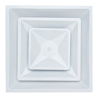 Fits 24x24 Steel T-Bar Drop Ceiling Grid | 2x2 Feet Lay in Steel Air Supply Diffuser with Round 10" [Neck Size] by Handua | 2 Cone | Drop Celing Vent | White | Outer Dimension: 23-3/4" x 23-3/4"