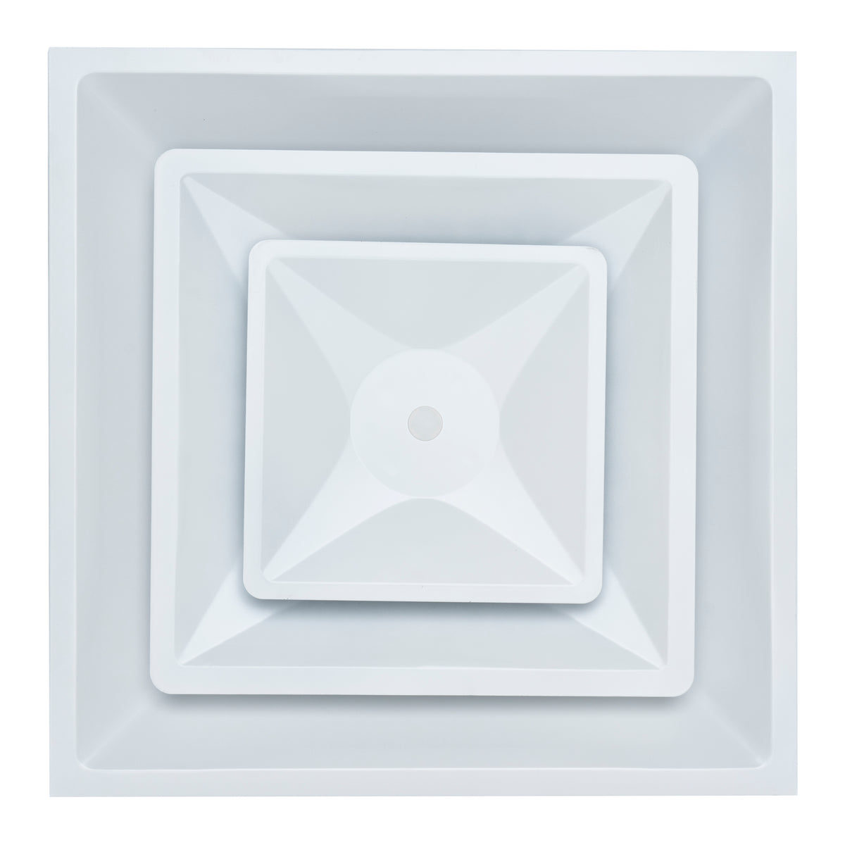 Fits 24x24 Steel T-Bar Drop Ceiling Grid | 2x2 Feet Lay in Steel Air Supply Diffuser with Round 10" [Neck Size] by Handua | 2 Cone | Drop Celing Vent | White | Outer Dimension: 23-3/4" x 23-3/4"