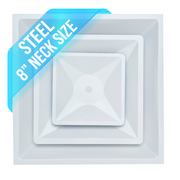 24 x 24-inch White Steel T-bar cone diffuser, front view