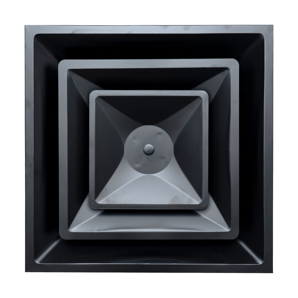 24x24 Steel T-Bar Drop Ceiling Air Diffuser | 6" Neck, 2-Cone Supply Vent | Black