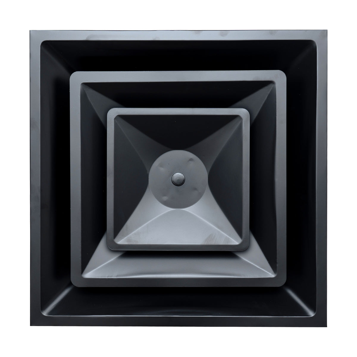 24x24 Steel T-Bar Drop Ceiling Air Diffuser | 6" Neck, 2-Cone Supply Vent | Black