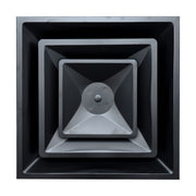 24 x 24-inch Black Steel T-bar cone diffuser, front view