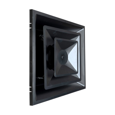 24x24 Steel T-Bar Drop Ceiling Air Diffuser | 6" Neck, 2-Cone Supply Vent | Black