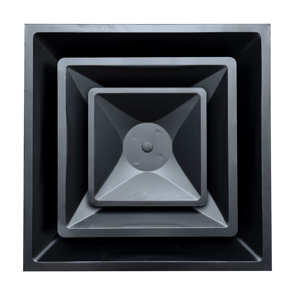 24x24 Steel T-Bar Drop Ceiling Air Diffuser | 8" Neck, 2-Cone Supply Vent | Black