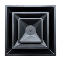 Fits 24x24 Steel T-Bar Drop Ceiling Grid | 2x2 Feet Lay in Steel Air Supply Diffuser with Round 6" [Neck Size] by Handua | 2 Cone | Drop Celing Vent | Black | Outer Dimension: 23-3/4" x 23-3/4"