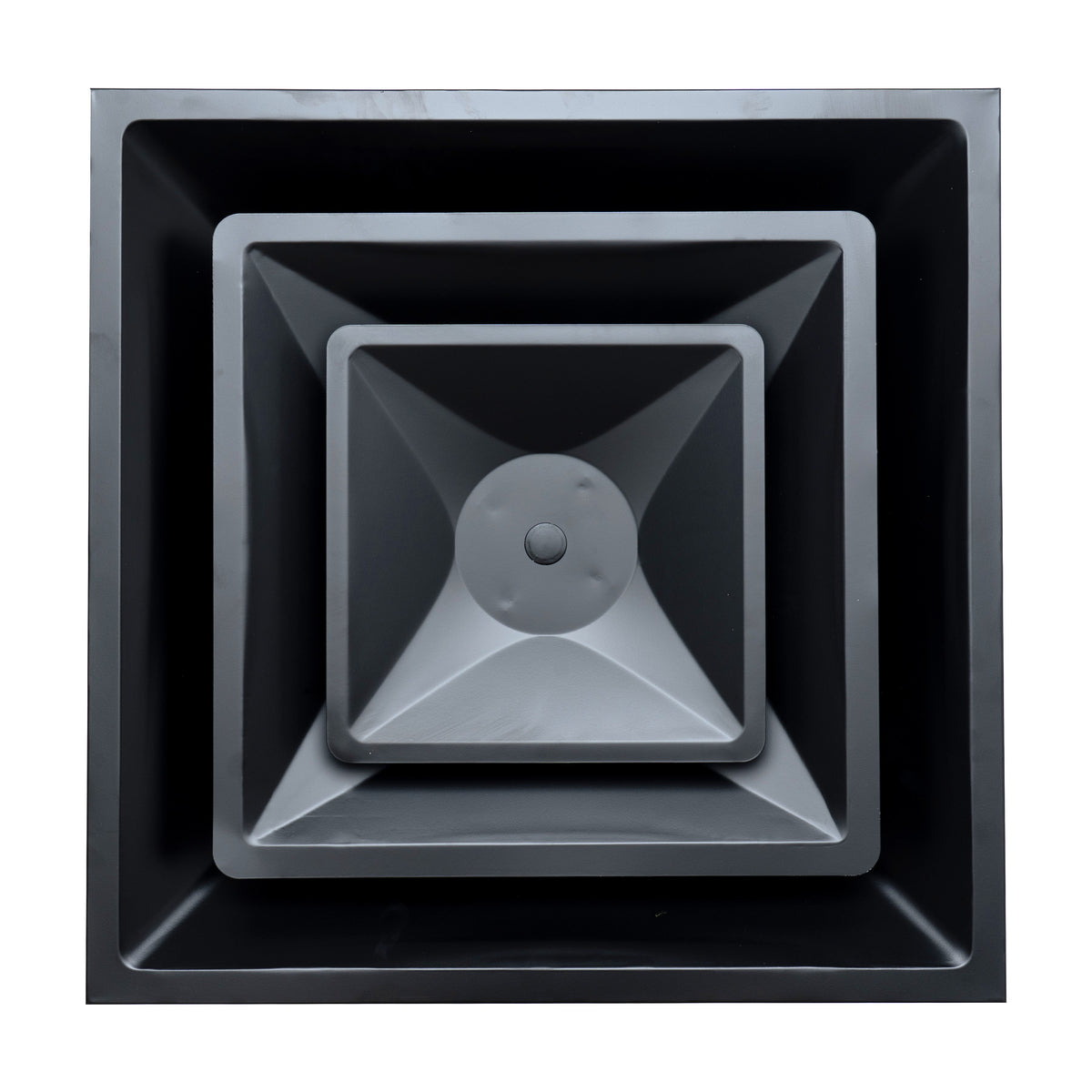 Fits 24x24 Steel T-Bar Drop Ceiling Grid | 2x2 Feet Lay in Steel Air Supply Diffuser with Round 8" [Neck Size] by Handua | 2 Cone | Drop Celing Vent | Black | Outer Dimension: 23-3/4" x 23-3/4"