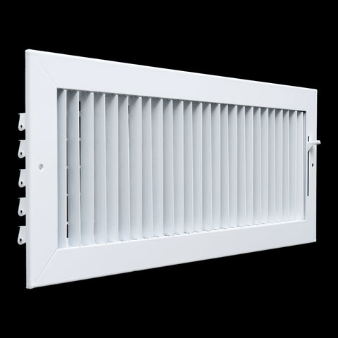 18"W x 6"H  Steel Adjustable Air Supply Grille | Register Vent Cover Grill for Sidewall and Ceiling | White | Outer Dimensions: 19.75"W X 7.75"H for 18x6 Duct Opening
