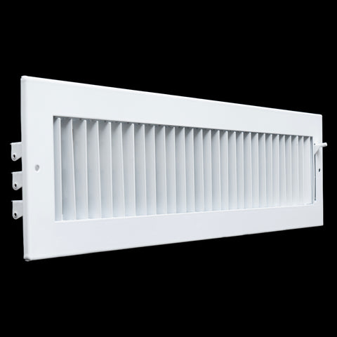 20"W x 4"H  Steel Adjustable Air Supply Grille | Register Vent Cover Grill for Sidewall and Ceiling | White | Outer Dimensions: 21.75"W X 5.75"H for 20x4 Duct Opening