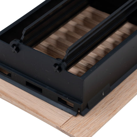2"x14" Heavy Duty Steel Floor Register, Louvered Air Vent with Adjustable Damper | Oak | Out. Dim.: 3-3/4"W X 15-3/4"H