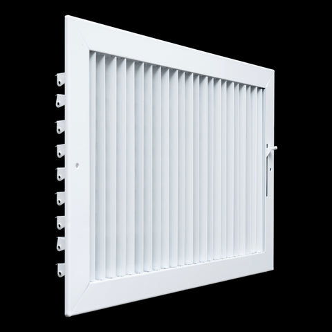 16"W x 10"H  Steel Adjustable Air Supply Grille | Register Vent Cover Grill for Sidewall and Ceiling | White | Outer Dimensions: 17.75"W X 11.75"H for 16x10 Duct Opening