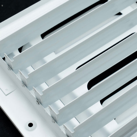 8"x6" 3-WAY Fixed Curved Blade Air Supply Diffuser | White | Outer Dimension: 9-3/4"W X 7-3/4"H