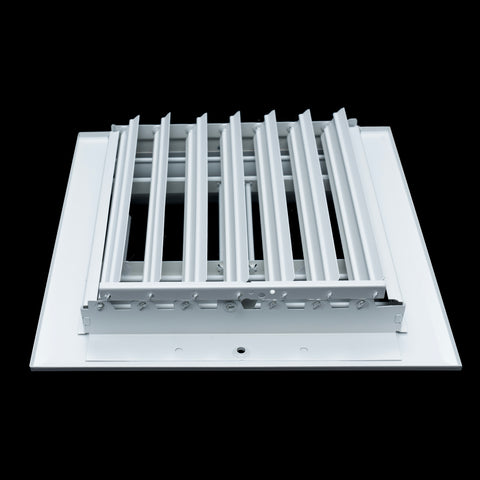 14"W x 8"H [Duct Opening] Aluminum 3-WAY Adjustable Air Supply Grille | Register Vent Cover Grill for Sidewall and Ceiling | White | Outer Dimensions: 15.75"W x 9.75"H