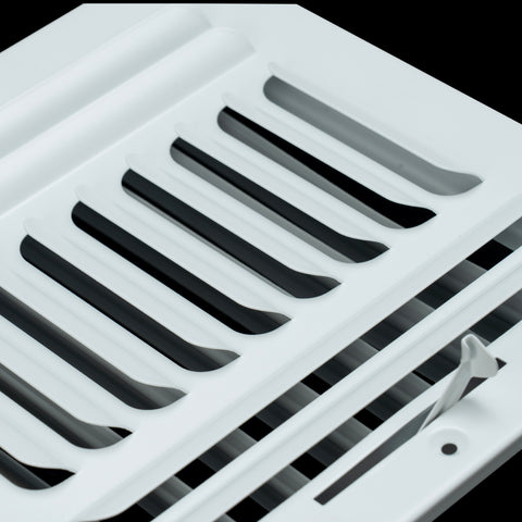 8"x8" 3-WAY Fixed Curved Blade Air Supply Diffuser | White | Outer Dimension: 9-3/4"W X 9-3/4"H
