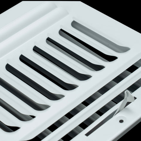 8"x6" 3-WAY Fixed Curved Blade Air Supply Diffuser | White | Outer Dimension: 9-3/4"W X 7-3/4"H