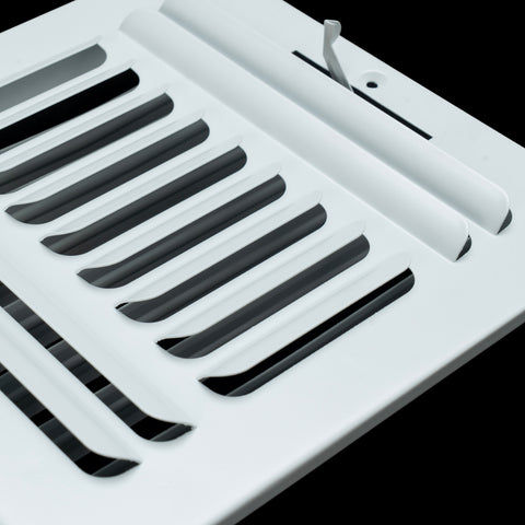 8"x8" 3-WAY Fixed Curved Blade Air Supply Diffuser | White | Outer Dimension: 9-3/4"W X 9-3/4"H