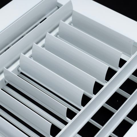 12"W x 6"H [Duct Opening] Aluminum 3-WAY Adjustable Air Supply Grille | Register Vent Cover Grill for Sidewall and Ceiling | White | Outer Dimensions: 13.75"W x 7.75"H