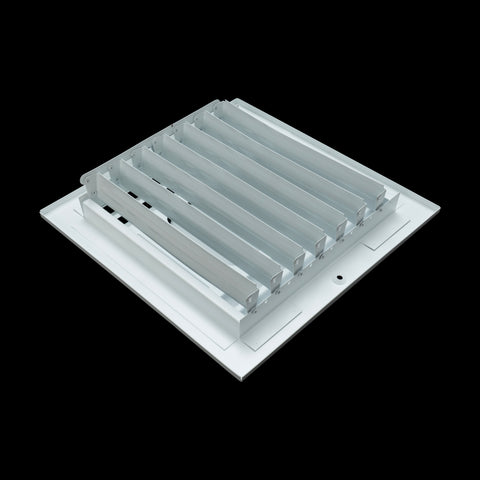 8"x8" 3-WAY Fixed Curved Blade Air Supply Diffuser | White | Outer Dimension: 9-3/4"W X 9-3/4"H