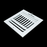 12x8 3-Way White Steel Fixed Curved Blade Air Supply Register, Directional Register Vent Cover for Sidewall Or Ceiling