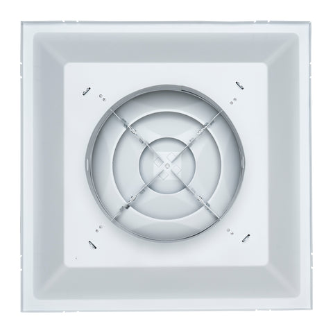 24" x 24" Steel T-Bar Drop Ceiling, 2x2 Lay in Air Supply Diffuser with Round 12" Neck Size - 3 Cone - White - Outer Dimension: 23-3/4" x 23-3/4"