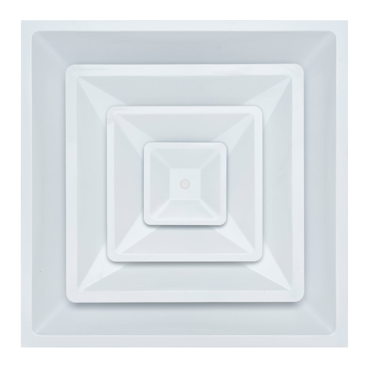 Fits 24x24 Steel T-Bar Drop Ceiling Grid | 2x2 Feet Lay in Steel Air Supply Diffuser with Round 6" [Neck Size] by Handua | 3 Cone | Drop Celing Vent | White | Outer Dimension: 23-3/4" x 23-3/4"