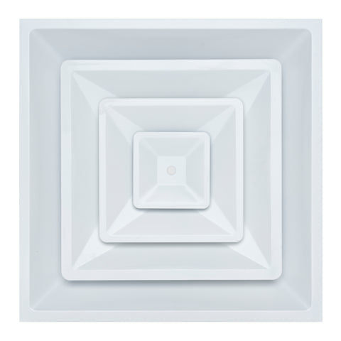 Fits 24x24 Steel T-Bar Drop Ceiling Grid | 2x2 Feet Lay in Steel Air Supply Diffuser with Round 6" [Neck Size] by Handua | 3 Cone | Drop Celing Vent | White | Outer Dimension: 23-3/4" x 23-3/4"