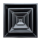 24x24 Steel T-Bar Drop Ceiling Air Diffuser | 6" Neck, 3-Cone Supply Vent | Black