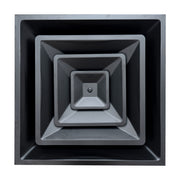 24 x 24-inch Black Steel T-bar cone diffuser, front view