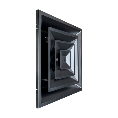 24x24 Steel T-Bar Drop Ceiling Air Diffuser | 6" Neck, 3-Cone Supply Vent | Black
