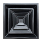 24x24 Steel T-Bar Drop Ceiling Air Diffuser | 8" Neck, 3-Cone Supply Vent | Black