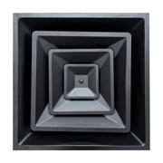 24 x 24-inch Black Steel T-bar cone diffuser, front view