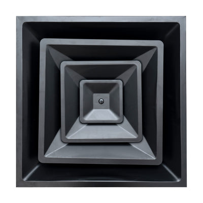 Fits 24"x24" Black Steel T-Bar Drop Ceiling Diffuser, 2x2 Lay-In 3-Cone, 8" Round Neck