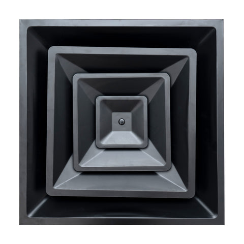 24x24 Steel T-Bar Drop Ceiling Air Diffuser | 8" Neck, 3-Cone Supply Vent | Black
