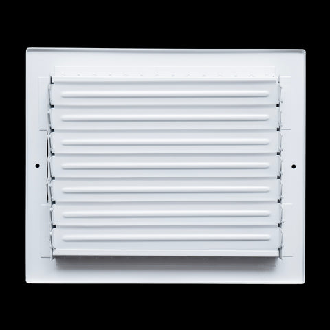 10"W x 8"H  Steel Adjustable Air Supply Grille | Register Vent Cover Grill for Sidewall and Ceiling | White | Outer Dimensions: 11.75"W X 9.75"H for 10x8 Duct Opening
