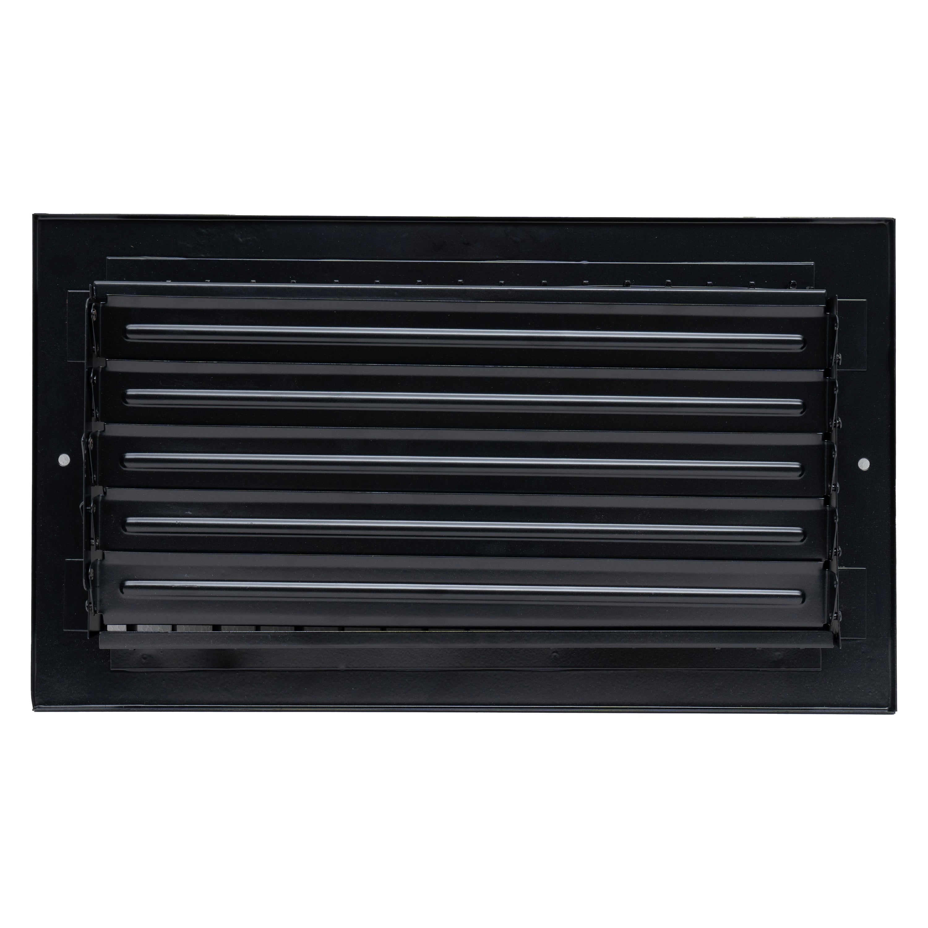 12"W x 6"H  Steel Adjustable Air Supply Grille | Register Vent Cover Grill for Sidewall and Ceiling | Black | Outer Dimensions: 13.75"W X 7.75"H for 12x6 Duct Opening