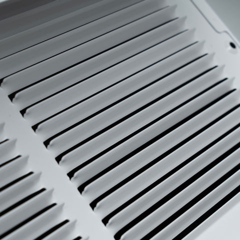 12"W x 6"H [Duct Opening] Steel Triangular Baseboard Return Air Supply Grille with Damper | 3.75" Depth | White | Outer Dimensions: 13-3/4" x 6-5/8"