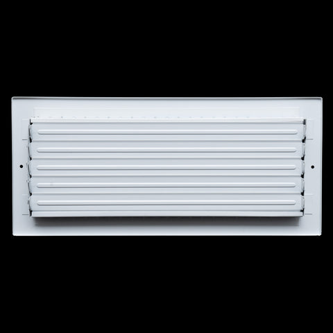 16"W x 6"H  Steel Adjustable Air Supply Grille | Register Vent Cover Grill for Sidewall and Ceiling | White | Outer Dimensions: 17.75"W X 7.75"H for 16x6 Duct Opening