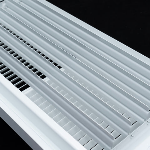 14"x6" Steel Baseboard Air Supply Grille with Multi-Shutter Damper | White | Outer Dimension: 15-1/4"W X 7-1/4"H