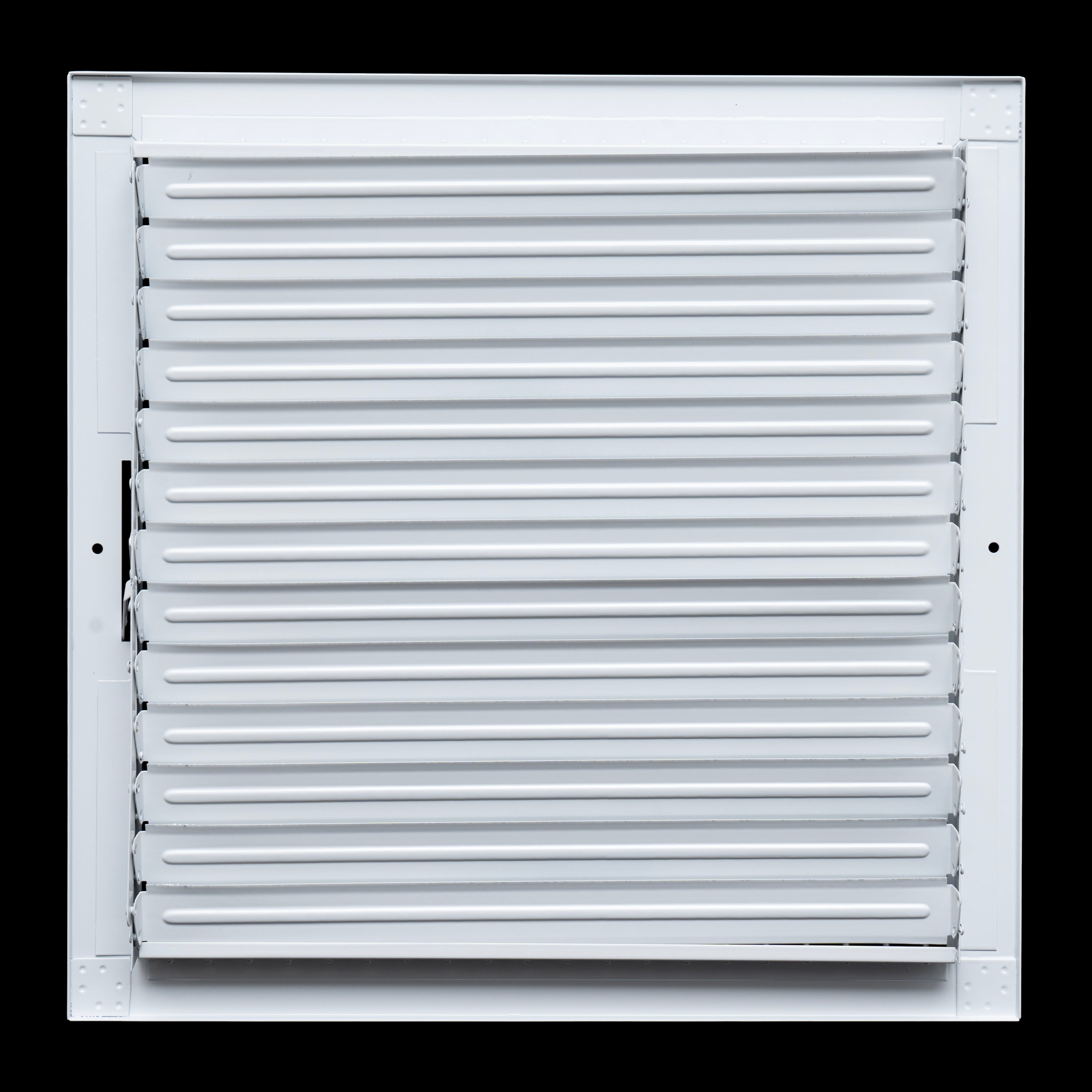 14"W x 14"H  Steel Adjustable Air Supply Grille | Register Vent Cover Grill for Sidewall and Ceiling | White | Outer Dimensions: 15.75"W X 15.75"H for 14x14 Duct Opening
