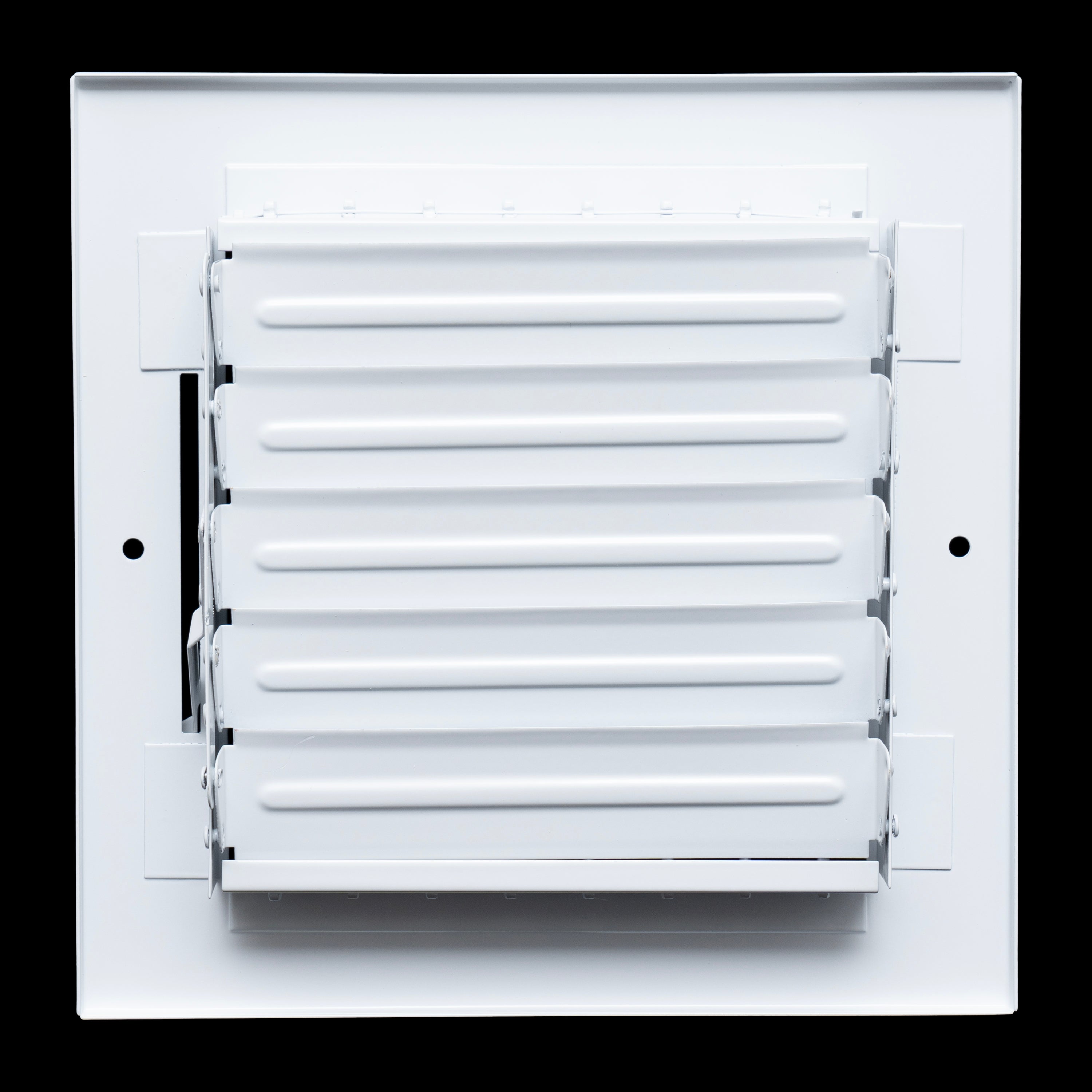 6"W x 6"H  Steel Adjustable Air Supply Grille | Register Vent Cover Grill for Sidewall and Ceiling | White | Outer Dimensions: 7.75"W X 7.75"H for 6x6 Duct Opening