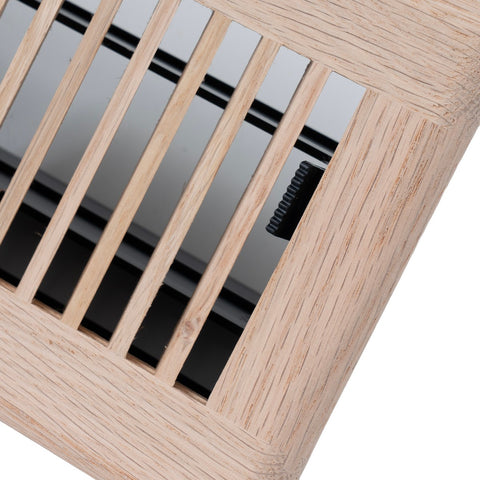 2"x12" Heavy Duty Steel Floor Register, Louvered Air Vent with Adjustable Damper | Oak | Out. Dim.: 3-3/4"W X 13-3/4"H