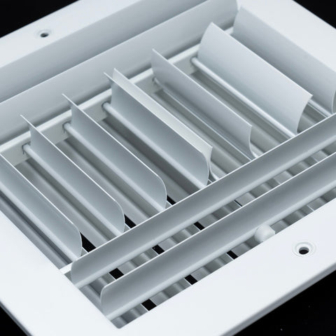 8"x8" 4-Way White Aluminum Adjustable Curved Blade Supply Register, Air Vent Cover with Damper for Sidewall Or Ceiling