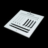 10x10 4-Way White Steel Fixed Curved Blade Air Supply Register, Directional Register Vent Cover for Sidewall Or Ceiling