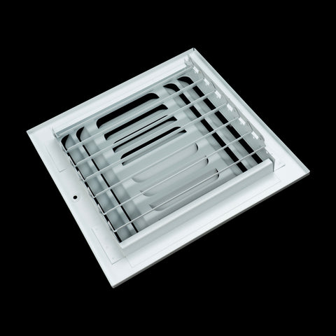 12"x12" 4-WAY Fixed Curved Blade Air Supply Diffuser | White | Outer Dimension: 13-3/4"W X 13-3/4"H